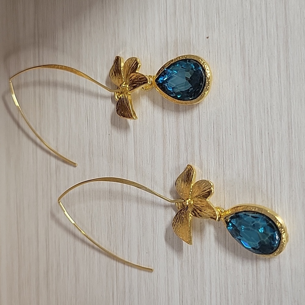 LILY TOPAZ LONG DROP EARRINGS - Picture 8 of 9